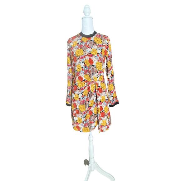 Zara TRF Floral Brocade Mini Dress Sz S Retro 70s Mod Urban Boho Tapestry Artsy - Picture 1 of 8
